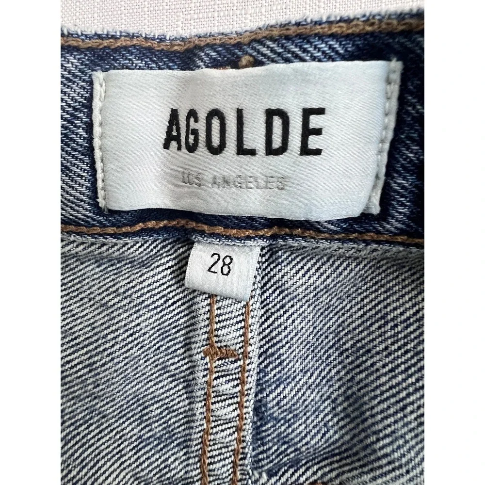 AGOLDE Denim Shorts Womens 28 Blue Excellent Raw Hem Button Fly High Rise